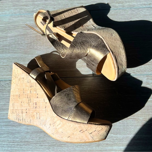 KorkEase Shoes Korks By Korkease Metallic Copper And Cork Wedge